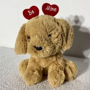 5/$35 Aurora Tan Brown Plush Puppy Toy W Red “Be Mine” Love Hearts Headband